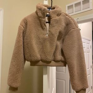 Akira fuzzy cropped quarter zip